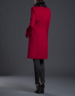 Red coat with fur collar 