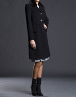 Black overcoat with fur collar