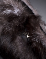 Black napa Erika Fox bag with brown fox fur 