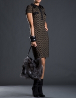 Black napa Erika Fox bag with brown fox fur 