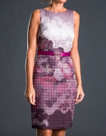 Gray dress with aubergine print