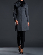 Grey rabbit fur coat