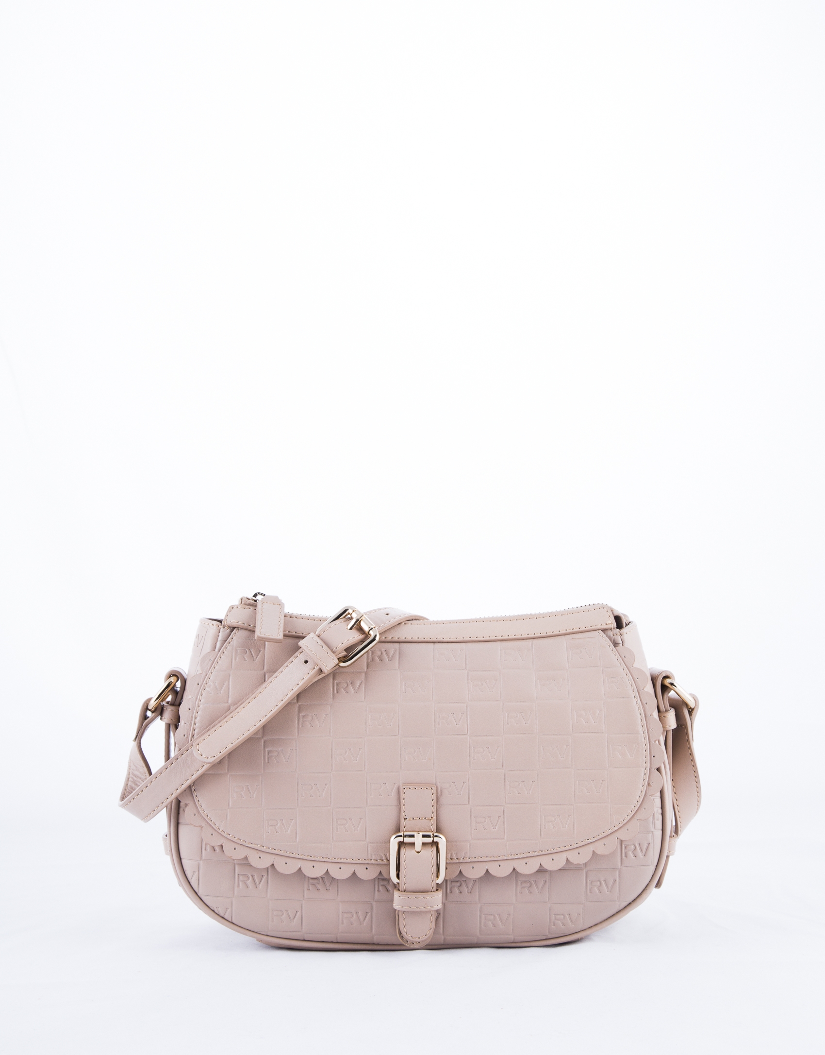 Bolso Bandolera Natalia Onda piel grabado RV color nude