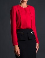 Red chiffon pleated shirt 