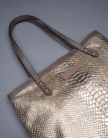 Birdy Vinci  bag with print fabric and gold laminated cork 