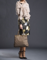 Birdy jacquard bag with RV logo, gilded lurex and metallic leather 