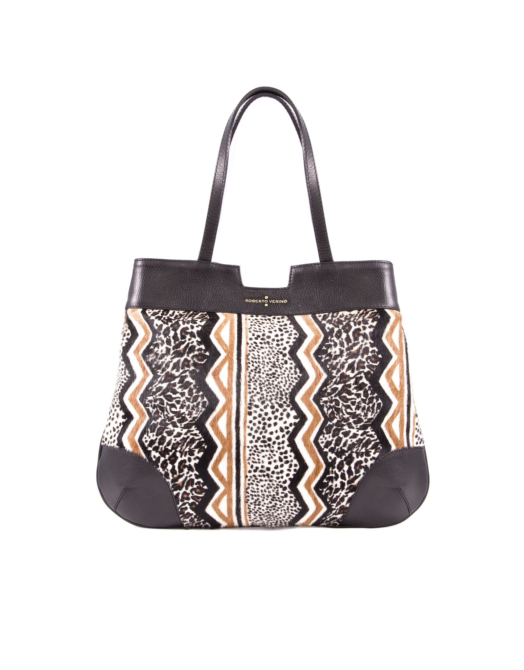 Birdy Kenia print fur and black leather bag 