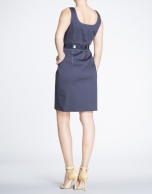 Navy blue cotton dress with slits