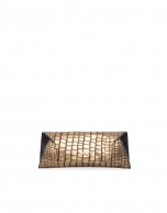 Bolso Clutch Bella Bronze piel grabado cocodrilo