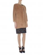 Beige wool and alpaca collarless coat