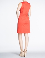 Geranium red cotton V-neck dress 