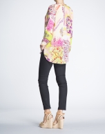 Floral print V-neck silk blouse 