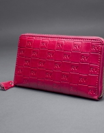 Red leather wallet with embossed RV