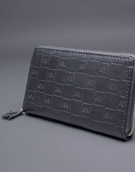 Black leather wallet embossed RV