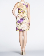 Floral print pleated dress with slits