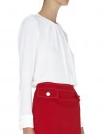 Off white blouse with pleated neckline 