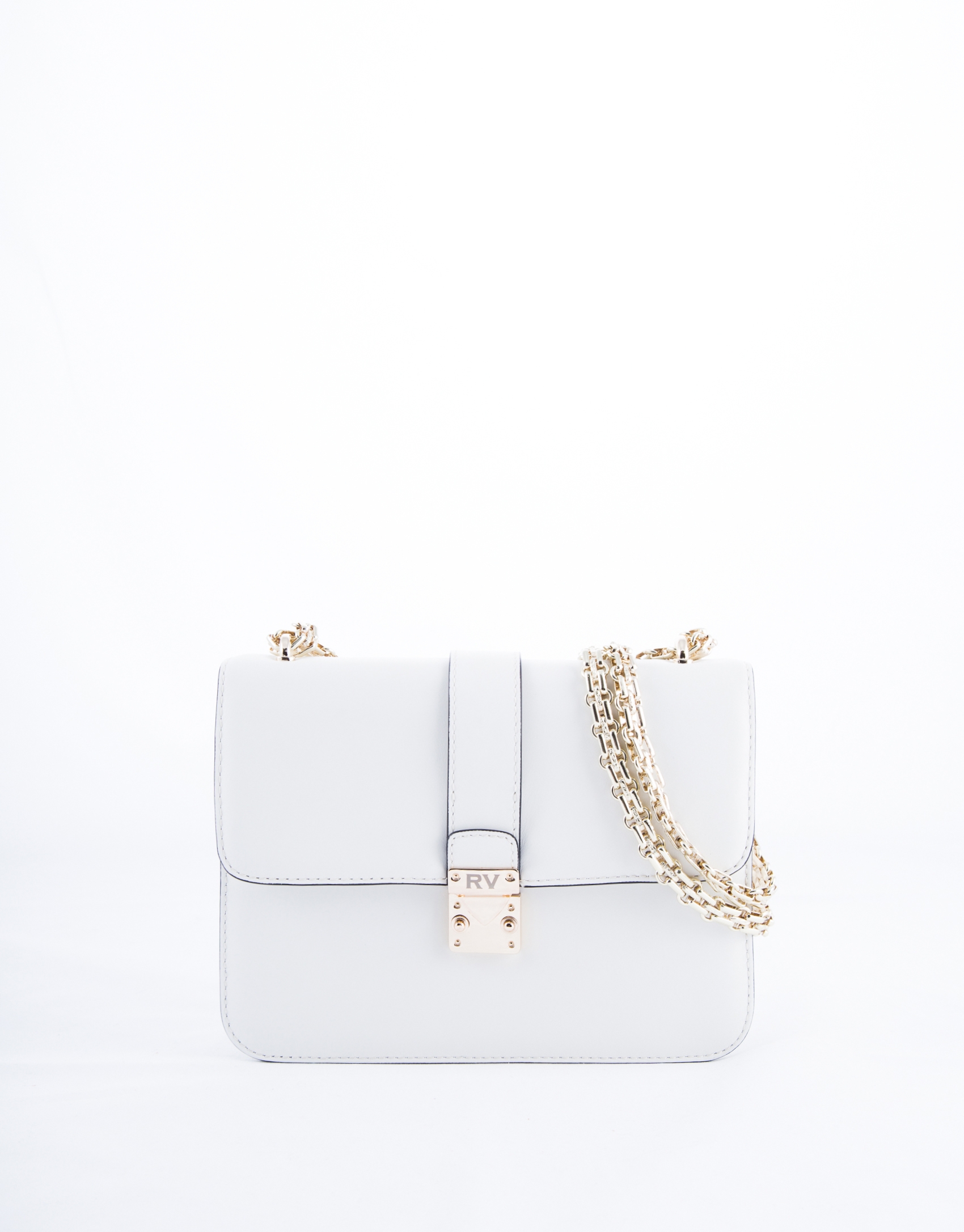 Stiff white leather Norman bag 