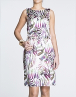 Silk dress with puckered waist 