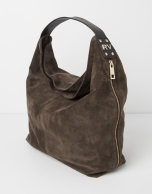 Brown suede tote bag