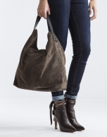 Brown suede tote bag