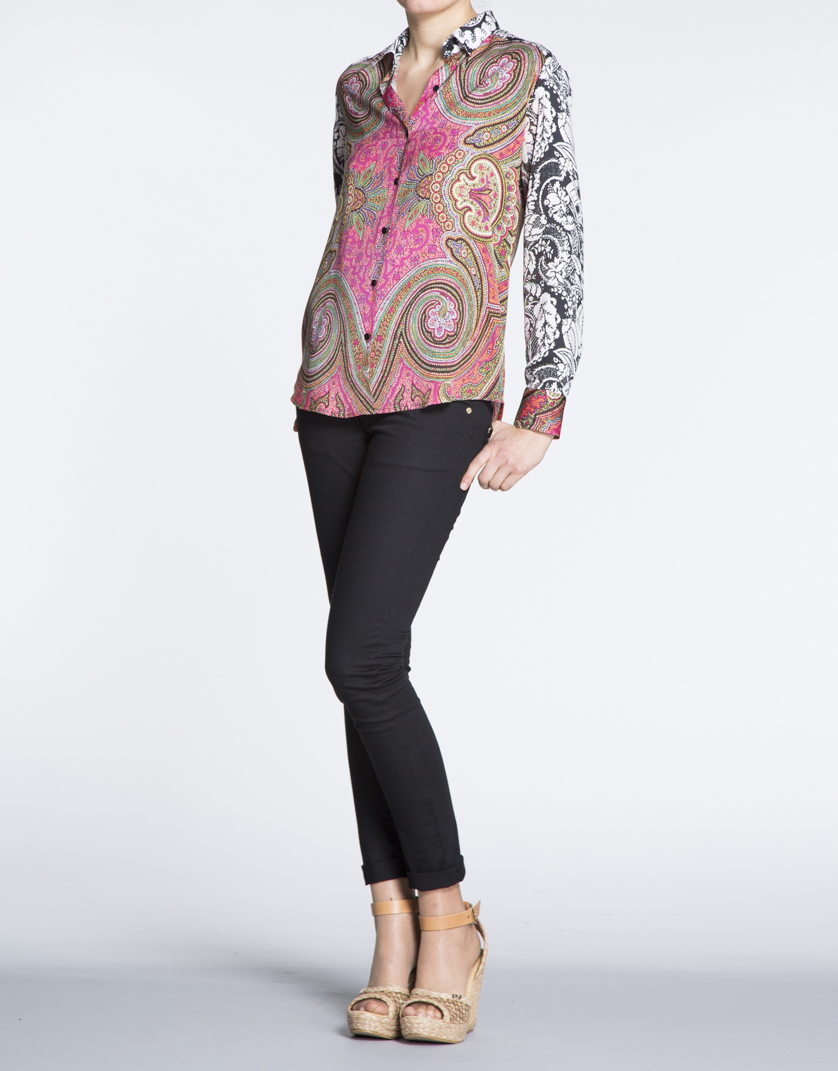 Floral and geometric print long sleeve shirt 