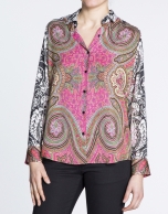 Floral and geometric print long sleeve shirt 