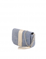 Blue canvas shoulder bag