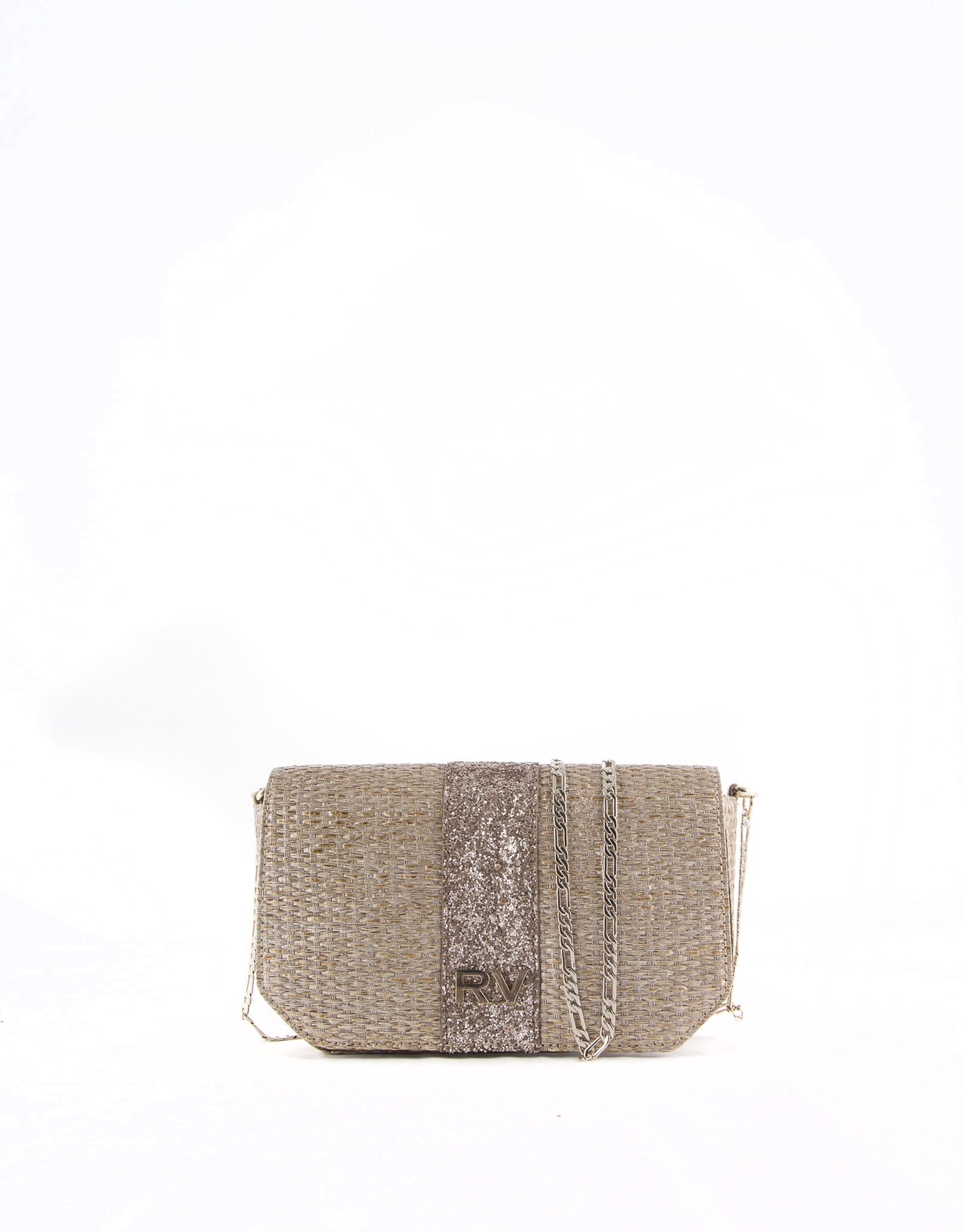 Bolso Poppy  Rustic de rafia metalizado dorado