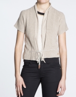 Beige cotton short sleeve jacket 