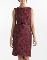 Red jacquard straight dress