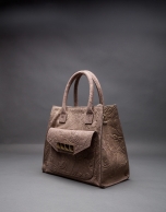 Leather Rocío Barroco bag with metallic brocade 