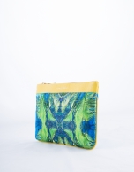 Yellow leather and tropical print fabric  Zoe Miami clutch bag 