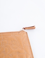 Bronze leather VIP change purse with embroidered logo 