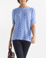 Blue openwork sweater