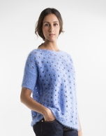 Blue openwork sweater