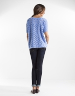 Blue openwork sweater