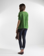 Green openwork sweater