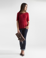 Red openwork sweater