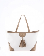 Bolso Shopping Marcela blanco y camel