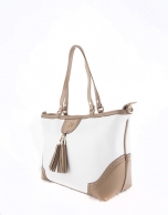 Bolso Shopping Marcela blanco y camel