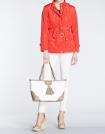 Bolso Shopping Marcela blanco y camel