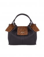 Julia Dots animal print fur bag with flap