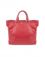 Red leather tote bag