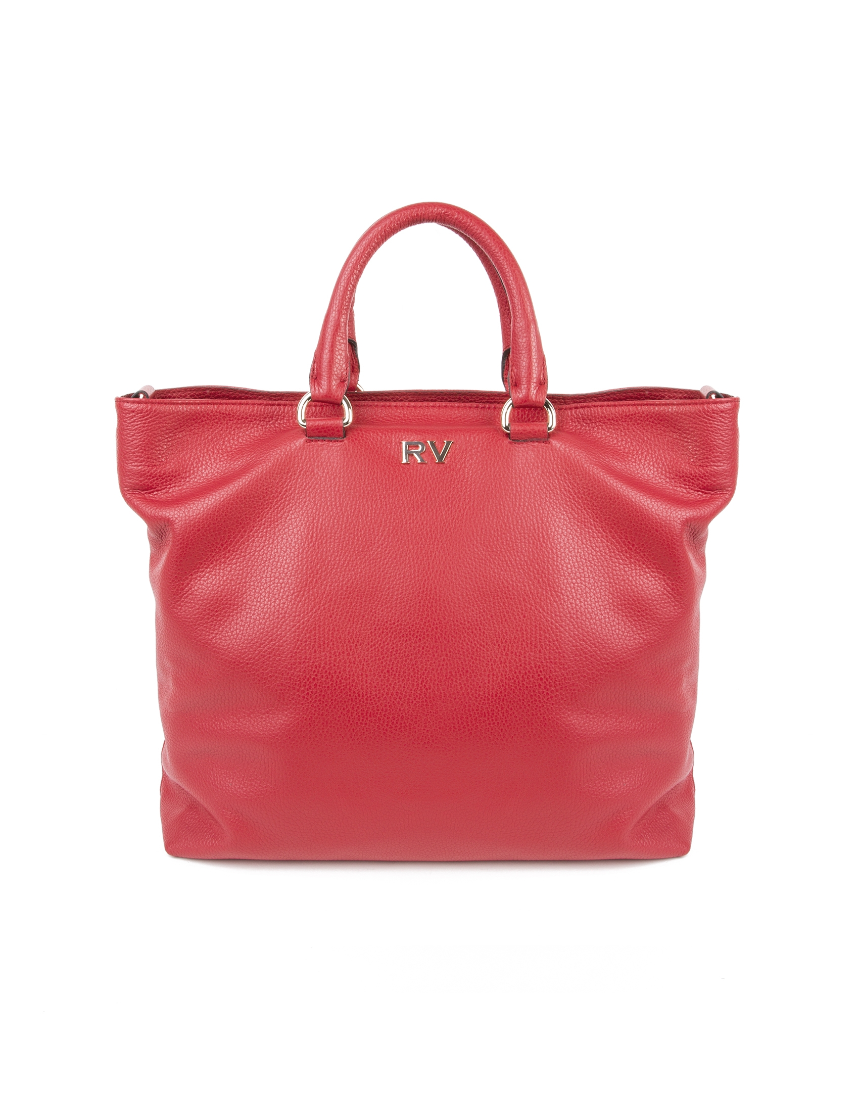 Red leather tote bag