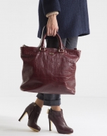 Scarlet leather tote bag