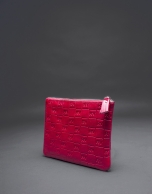 Red leather vanity case with embossed RV