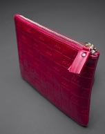 Red leather vanity case with embossed RV