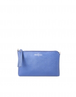 Metalized blue Saffiano leather clutch bag