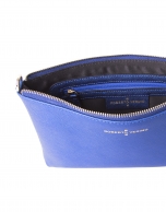 Clutch piel saffiano azul metalizado