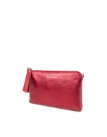 Red metalized Saffiano leather clutch 